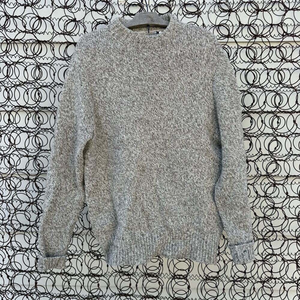 Vintage Lands’ End Gray Wool Nylon Knit Gorpcore Boho Crewneck Sweater LARGE